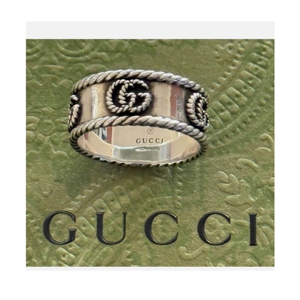 Gucci Sterling Silver GG Marmont RingSize 10